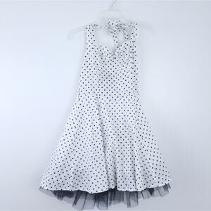 PHAZE (England) Polkadot Rockabilly Dress UK 10 1950s Style Black White Halter